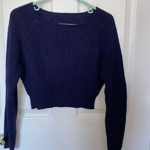 Navy blue, knit, cropped sweater